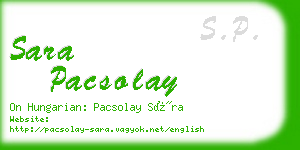 sara pacsolay business card